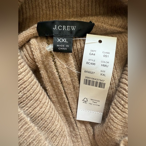 NWT J. Crew Women’s Heather Mushroom Tan Half-Zip Sweater Dress - Size XXL - Picture 6 of 9